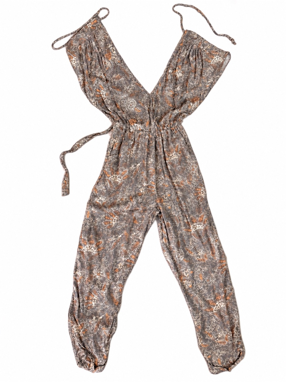 Free People Universal Surplice Jumpsuit in Taupe Combo colorway